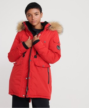 Superdry Nadare Microfibre Parka Női Kabát Piros | VMOJR0569